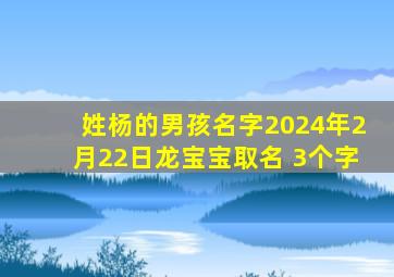 姓杨的男孩名字2024年2月22日龙宝宝取名 3个字